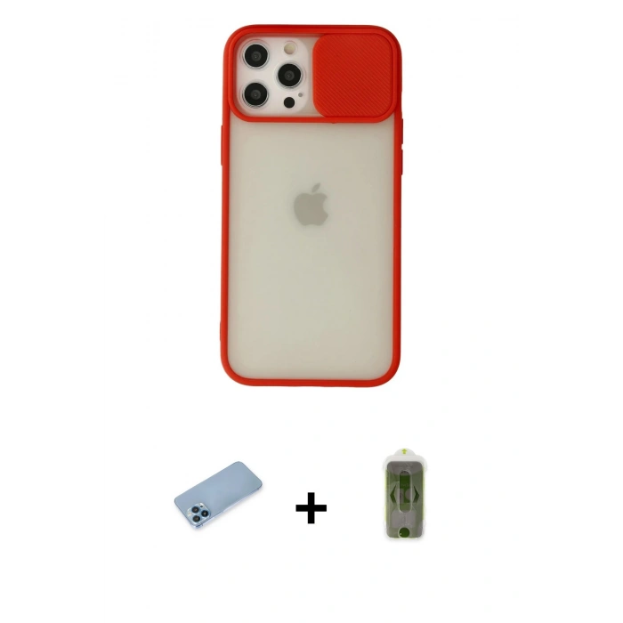 MARSİLYAN™- iPhone 12 Pro Max Kılıf Vadi Çizgi - Siyah Joko Magic 5D Hayalet Cam + Shine Kamera Lens Koruma Cam - MI