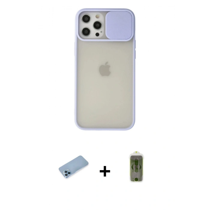 MARSİLYAN™- iPhone 12 Pro Max Kılıf Vadi Çizgi - Siyah Joko Magic 5D Hayalet Cam + Shine Kamera Lens Koruma Cam - MI