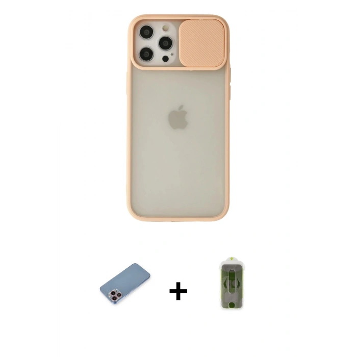 MARSİLYAN™- iPhone 12 Pro Max Kılıf Vadi Çizgi - Siyah Joko Magic 5D Hayalet Cam + Shine Kamera Lens Koruma Cam - PE