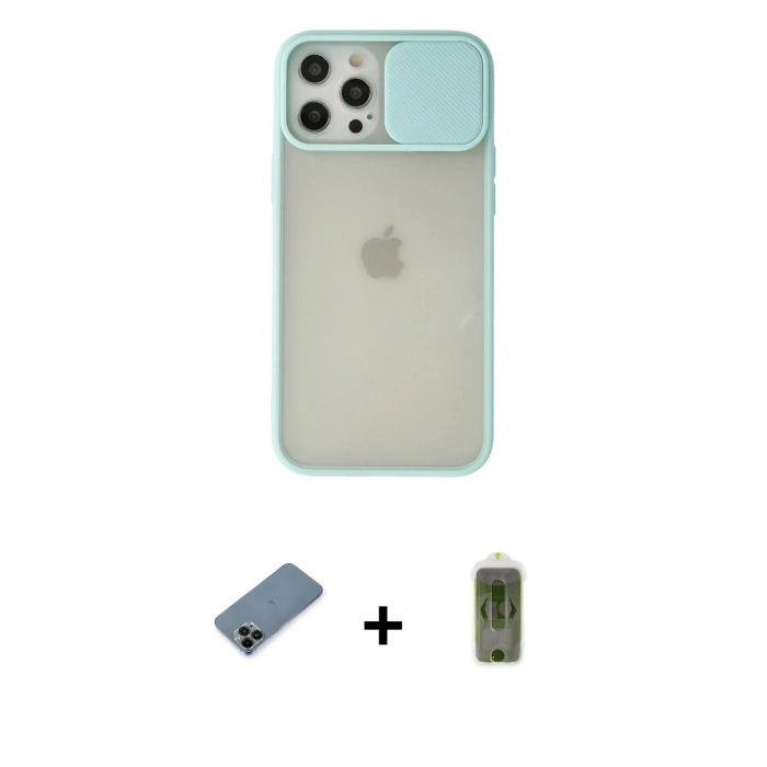 MARSİLYAN™- iPhone 12 Pro Max Kılıf Vadi Çizgi - Siyah Joko Magic 5D Hayalet Cam + Shine Kamera Lens Koruma Cam - SH