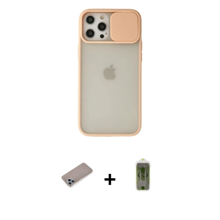 MARSİLYAN™- iPhone 12 Pro Max Kılıf Vadi Çizgi - Siyah Joko Magic 5D Hayalet Cam + Sierra Blue Shine Kamera Lens Koruma Cam