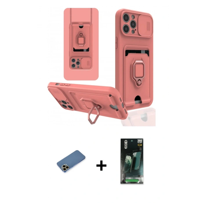 MARSİLYAN™- iPhone 12 Pro Max Kılıf Vadi Form Prime - Şeffaf 360 Full Body Arka Koruyucu + Shine Kamera Lens Koruma Cam - GD