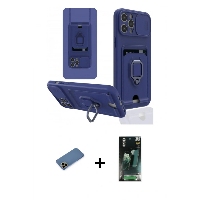 MARSİLYAN™- iPhone 12 Pro Max Kılıf Vadi Form Prime - Şeffaf 360 Full Body Arka Koruyucu + Shine Kamera Lens Koruma Cam - GD