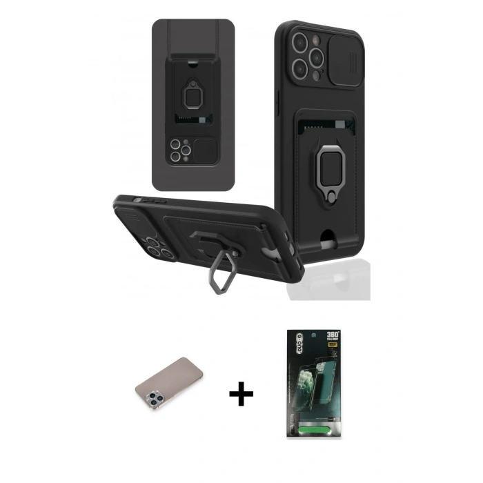 MARSİLYAN™- iPhone 12 Pro Max Kılıf Vadi Form Prime - Şeffaf 360 Full Body Arka Koruyucu + Shine Kamera Lens Koruma Cam - SABE