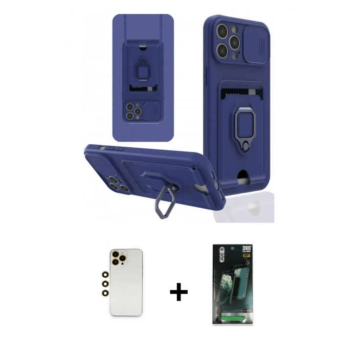 MARSİLYAN™- iPhone 12 Pro Max Kılıf Vadi Form Prime - Şeffaf 360 Full Body Arka Koruyucu + Shine Kamera Lens - GD