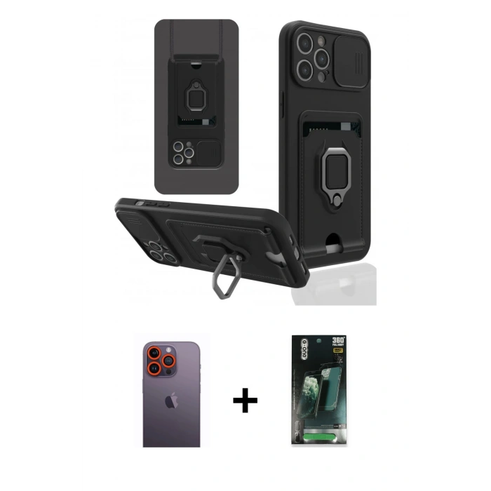 MARSİLYAN™- iPhone 12 Pro Max Kılıf Vadi Form Prime - Şeffaf 360 Full Body Arka Koruyucu + Turuncu Neon Fosforlu Kamera Lens