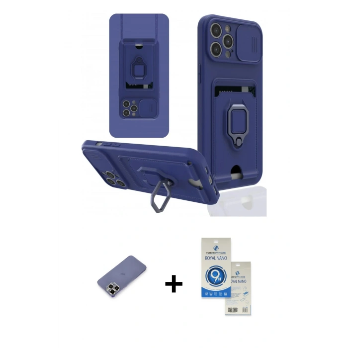 MARSİLYAN™- iPhone 12 Pro Max Kılıf Vadi Form Prime - Şeffaf Royal Nano Ekran Koruyucu + Metal Kamera Lens Koruma Cam - GD