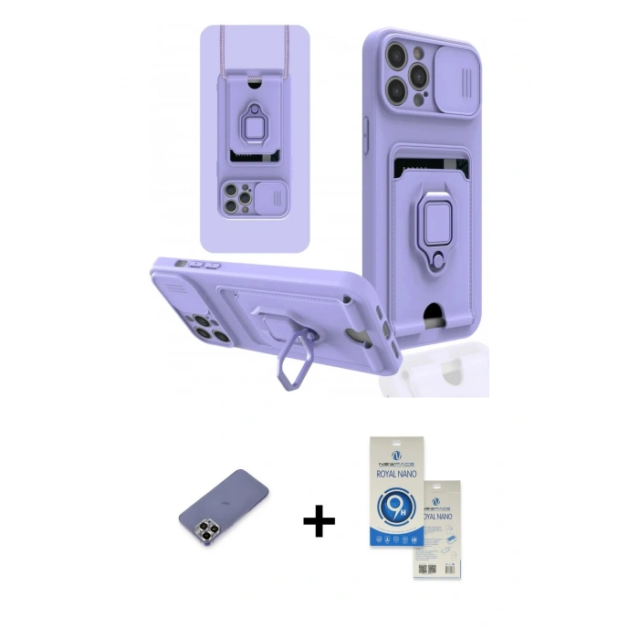MARSİLYAN™- iPhone 12 Pro Max Kılıf Vadi Form Prime - Şeffaf Royal Nano Ekran Koruyucu + Metal Kamera Lens Koruma Cam - GD