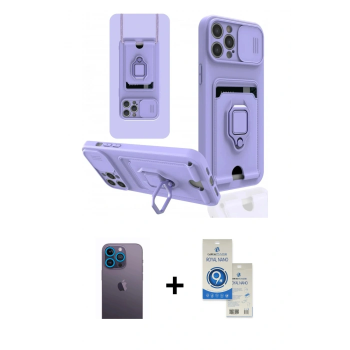 MARSİLYAN™- iPhone 12 Pro Max Kılıf Vadi Form Prime - Şeffaf Royal Nano Ekran Koruyucu + Neon Fosforlu Kamera Lens - MI