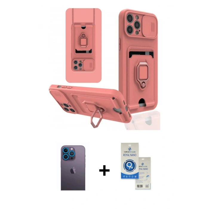 MARSİLYAN™- iPhone 12 Pro Max Kılıf Vadi Form Prime - Şeffaf Royal Nano Ekran Koruyucu + Neon Fosforlu Kamera Lens - MI