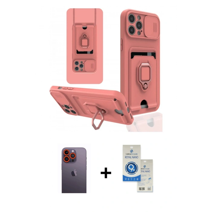MARSİLYAN™- iPhone 12 Pro Max Kılıf Vadi Form Prime - Şeffaf Royal Nano Ekran Koruyucu + Neon Fosforlu Kamera Lens - TU