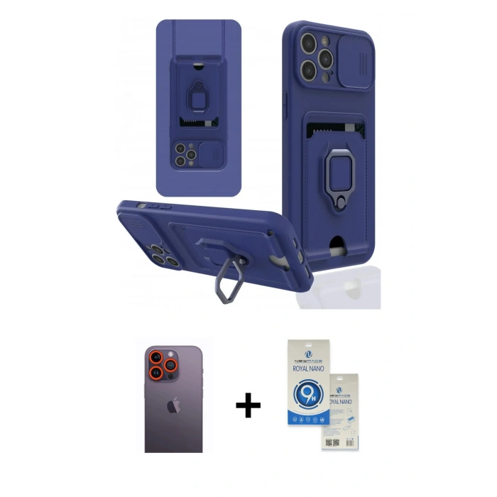 MARSİLYAN™- iPhone 12 Pro Max Kılıf Vadi Form Prime - Şeffaf Royal Nano Ekran Koruyucu + Neon Fosforlu Kamera Lens - TU