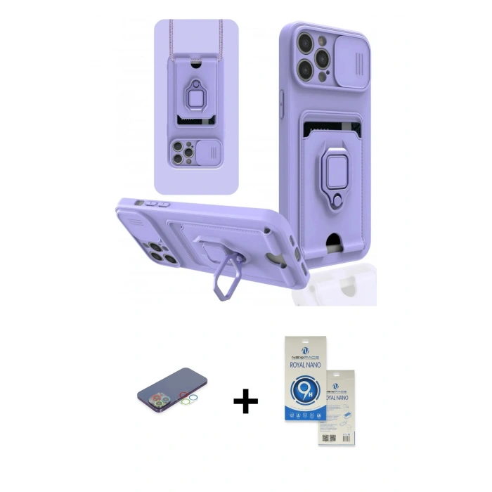 MARSİLYAN™- iPhone 12 Pro Max Kılıf Vadi Form Prime - Şeffaf Royal Nano Ekran Koruyucu + Renkli Kamera Lens Koruma Cam - MI