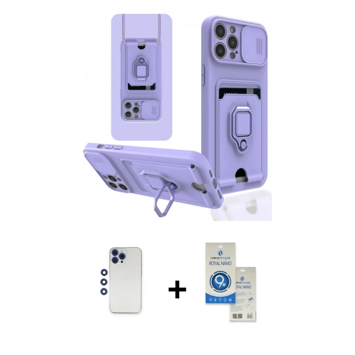 MARSİLYAN™- iPhone 12 Pro Max Kılıf Vadi Form Prime - Şeffaf Royal Nano Ekran Koruyucu + Shine Kamera Lens - LT