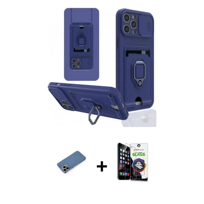 MARSİLYAN™- iPhone 12 Pro Max Kılıf Vadi Form Prime - Şeffaf Temperli Cam Ekran Koruyucu + Shine Kamera Lens Koruma Cam - GD