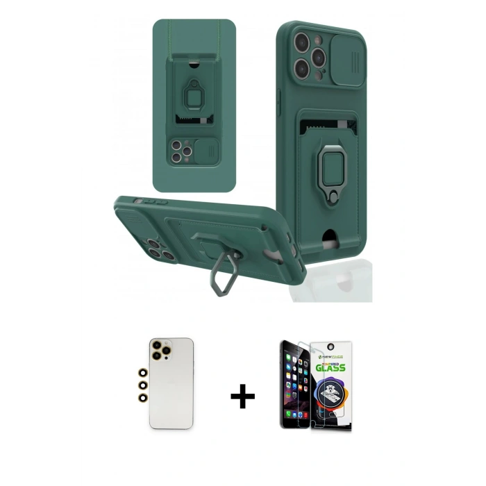 MARSİLYAN™- iPhone 12 Pro Max Kılıf Vadi Form Prime - Şeffaf Temperli Cam Ekran Koruyucu + Shine Kamera Lens - GD