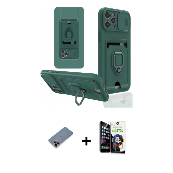 MARSİLYAN™- iPhone 12 Pro Max Kılıf Vadi Form Prime - Şeffaf Temperli Cam Ekran Koruyucu + Metal Kamera Lens Koruma Cam - KI