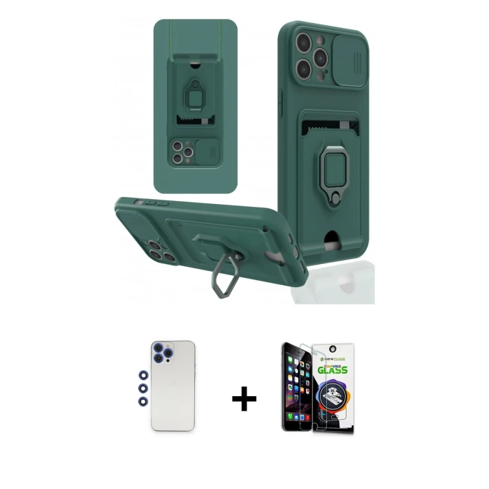 MARSİLYAN™- iPhone 12 Pro Max Kılıf Vadi Form Prime - Şeffaf Temperli Cam Ekran Koruyucu + Shine Kamera Lens - LT