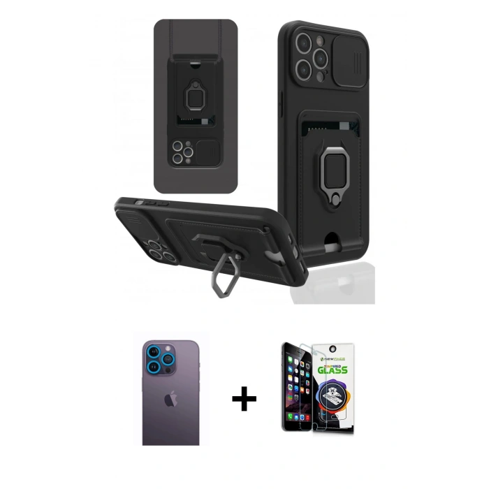 MARSİLYAN™- iPhone 12 Pro Max Kılıf Vadi Form Prime - Şeffaf Temperli Cam Ekran Koruyucu + Neon Fosforlu Kamera Lens - MI