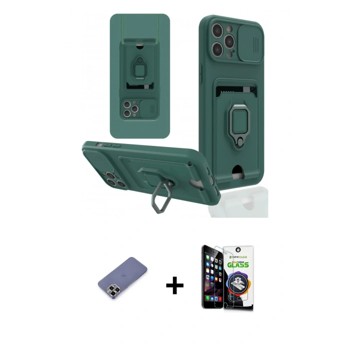 MARSİLYAN™- iPhone 12 Pro Max Kılıf Vadi Form Prime - Şeffaf Temperli Cam Ekran Koruyucu + Metal Kamera Lens Koruma Cam - GD