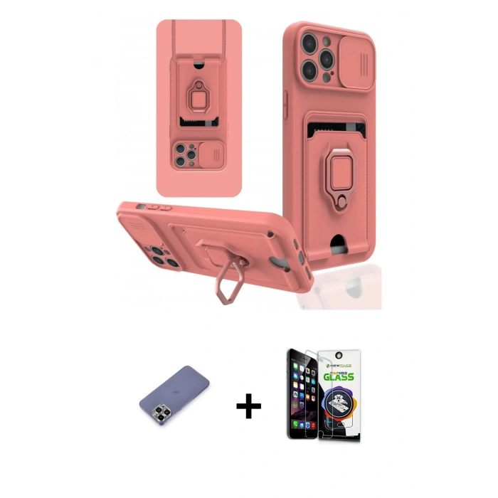 MARSİLYAN™- iPhone 12 Pro Max Kılıf Vadi Form Prime - Şeffaf Temperli Cam Ekran Koruyucu + Metal Kamera Lens Koruma Cam - GD