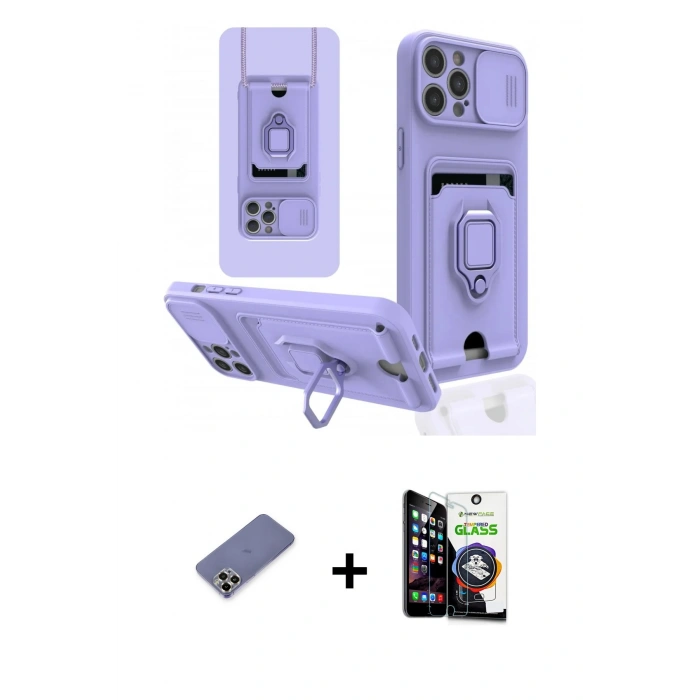 MARSİLYAN™- iPhone 12 Pro Max Kılıf Vadi Form Prime - Şeffaf Temperli Cam Ekran Koruyucu + Metal Kamera Lens Koruma Cam - GD