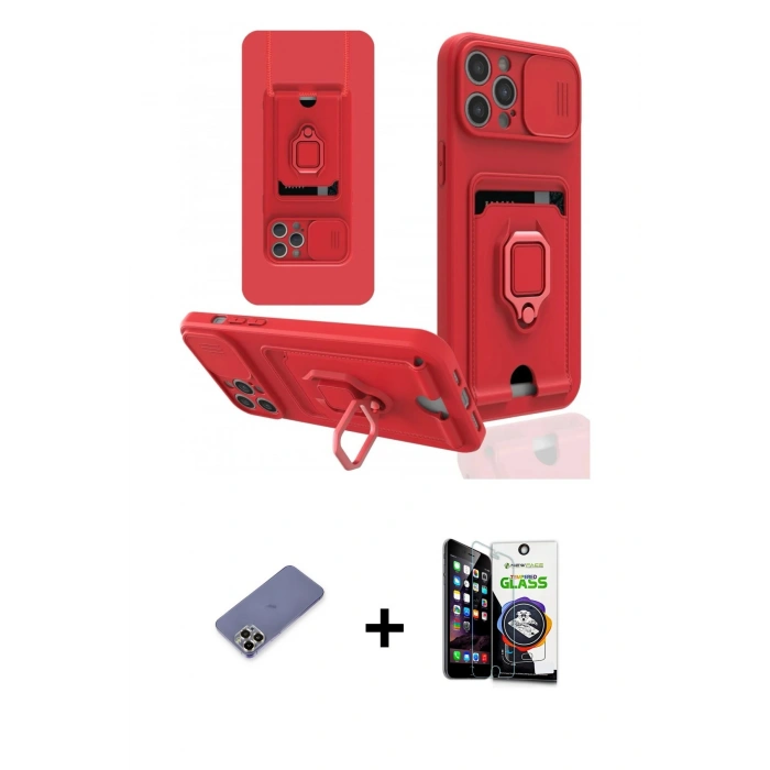 MARSİLYAN™- iPhone 12 Pro Max Kılıf Vadi Form Prime - Şeffaf Temperli Cam Ekran Koruyucu + Metal Kamera Lens Koruma Cam - GD