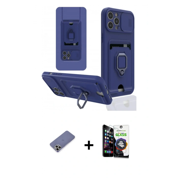 MARSİLYAN™- iPhone 12 Pro Max Kılıf Vadi Form Prime - Şeffaf Temperli Cam Ekran Koruyucu + Metal Kamera Lens Koruma Cam - GD