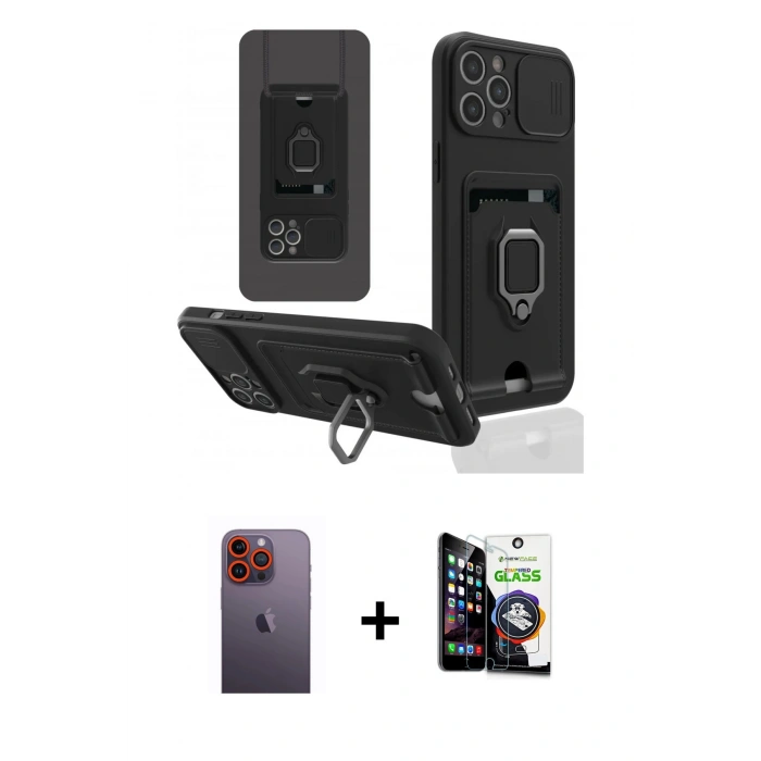 MARSİLYAN™- iPhone 12 Pro Max Kılıf Vadi Form Prime - Şeffaf Temperli Cam Ekran Koruyucu + Neon Fosforlu Kamera Lens - TU