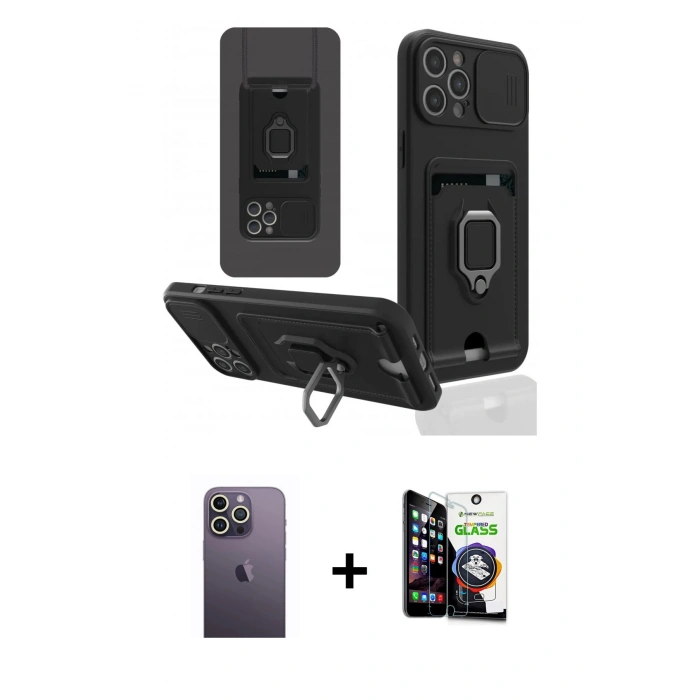 MARSİLYAN™- iPhone 12 Pro Max Kılıf Vadi Form Prime - Şeffaf Temperli Cam Ekran Koruyucu + Neon Fosforlu Kamera Lens - BZ