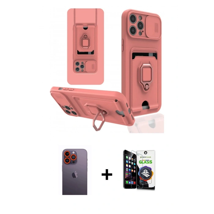 MARSİLYAN™- iPhone 12 Pro Max Kılıf Vadi Form Prime - Şeffaf Temperli Cam Ekran Koruyucu + Neon Fosforlu Kamera Lens - TU