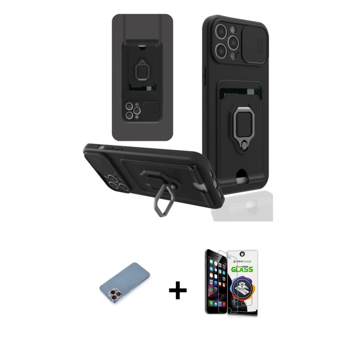 MARSİLYAN™- iPhone 12 Pro Max Kılıf Vadi Form Prime - Şeffaf Temperli Cam Ekran Koruyucu + Shine Kamera Lens Koruma Cam - PE