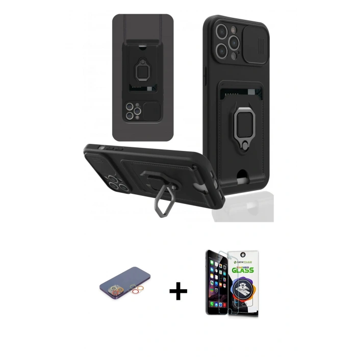 MARSİLYAN™- iPhone 12 Pro Max Kılıf Vadi Form Prime - Şeffaf Temperli Cam Ekran Koruyucu + Renkli Kamera Lens Koruma Cam - TU