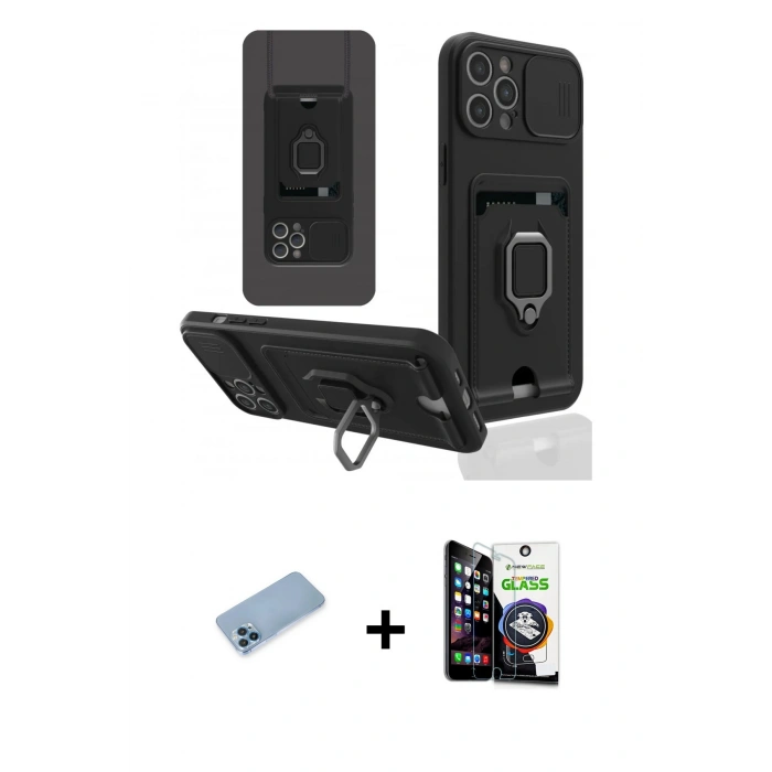 MARSİLYAN™- iPhone 12 Pro Max Kılıf Vadi Form Prime - Şeffaf Temperli Cam Ekran Koruyucu + Shine Kamera Lens Koruma Cam - MI