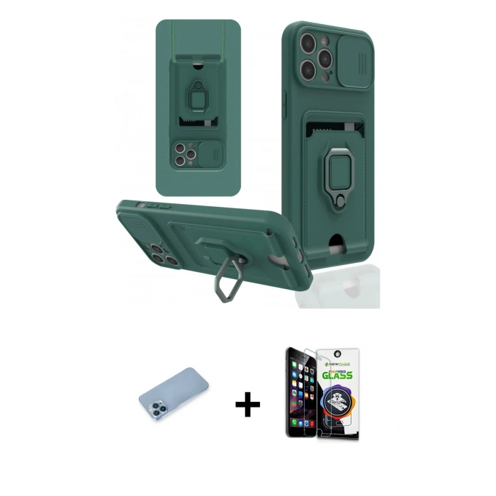 MARSİLYAN™- iPhone 12 Pro Max Kılıf Vadi Form Prime - Şeffaf Temperli Cam Ekran Koruyucu + Shine Kamera Lens Koruma Cam - MI