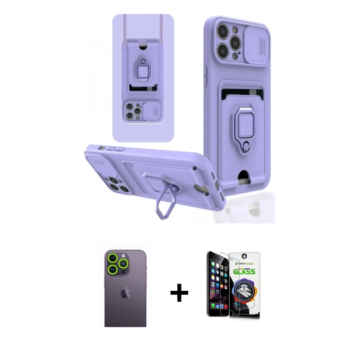 MARSİLYAN™- iPhone 12 Pro Max Kılıf Vadi Form Prime - Şeffaf Temperli Cam Ekran Koruyucu + Neon Fosforlu Kamera Lens - YL