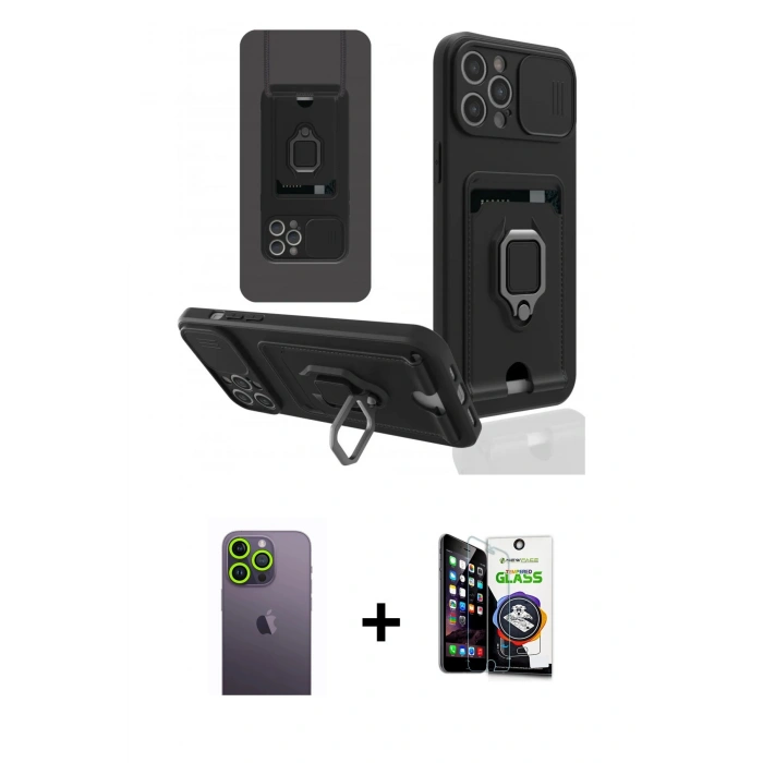 MARSİLYAN™- iPhone 12 Pro Max Kılıf Vadi Form Prime - Şeffaf Temperli Cam Ekran Koruyucu + Neon Fosforlu Kamera Lens - YL