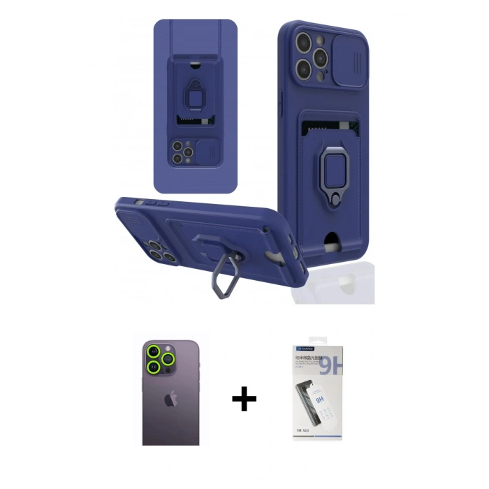 MARSİLYAN™- iPhone 12 Pro Max Kılıf Vadi Form Prime - Şeffaf Uv Polymer Nano Ekran Koruyucu + Neon Fosforlu Kamera Lens - YL