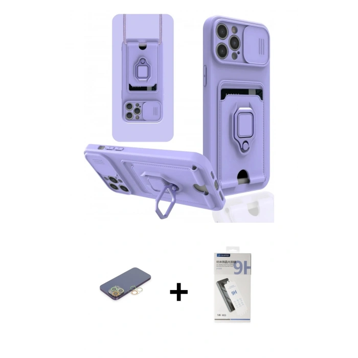 MARSİLYAN™- iPhone 12 Pro Max Kılıf Vadi Form Prime - Şeffaf Uv Polymer Nano Ekran Koruyucu + Renkli Kamera Lens Koruma Cam - SI