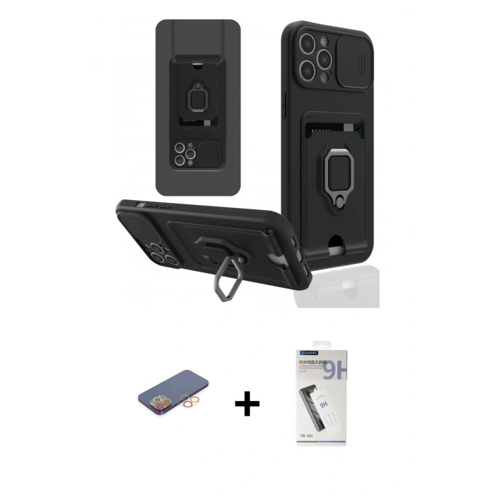 MARSİLYAN™- iPhone 12 Pro Max Kılıf Vadi Form Prime - Şeffaf Uv Polymer Nano Ekran Koruyucu + Renkli Kamera Lens Koruma Cam - TU