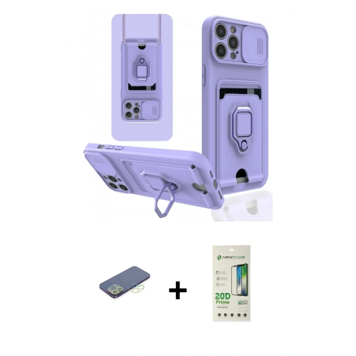 MARSİLYAN™- iPhone 12 Pro Max Kılıf Vadi Form Prime - Siyah 20D Premium Cam Ekran Koruyucu + Renkli Kamera Lens Koruma Cam - YL