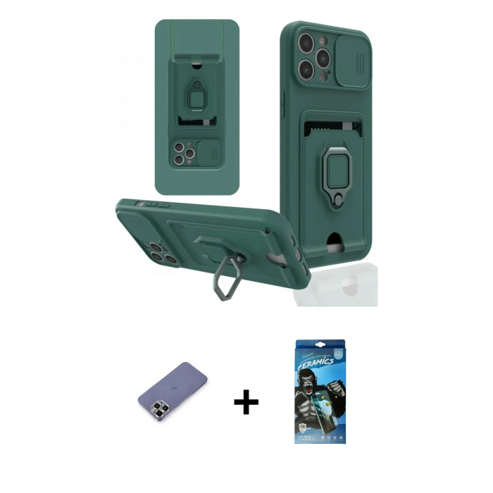 MARSİLYAN™- iPhone 12 Pro Max Kılıf Vadi Form Prime - Siyah 34D Izgaralı Cam + Metal Kamera Lens Koruma Cam - GD