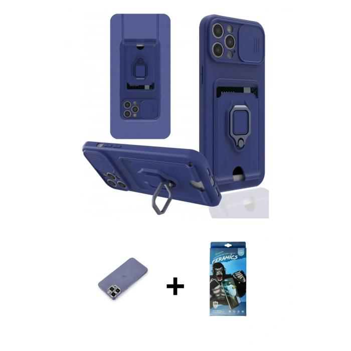 MARSİLYAN™- iPhone 12 Pro Max Kılıf Vadi Form Prime - Siyah 34D Izgaralı Cam + Metal Kamera Lens Koruma Cam - GD
