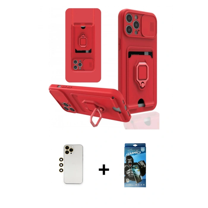 MARSİLYAN™- iPhone 12 Pro Max Kılıf Vadi Form Prime - Siyah 34D Izgaralı Cam + Gold Shine Kamera Lens