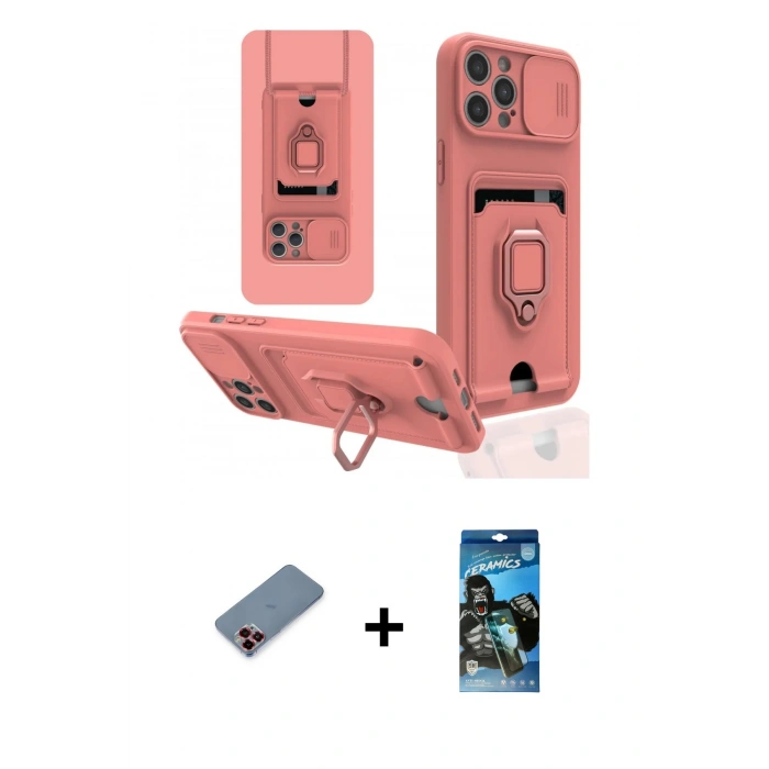 MARSİLYAN™- iPhone 12 Pro Max Kılıf Vadi Form Prime - Siyah 34D Izgaralı Cam + Metal Kamera Lens Koruma Cam - KI