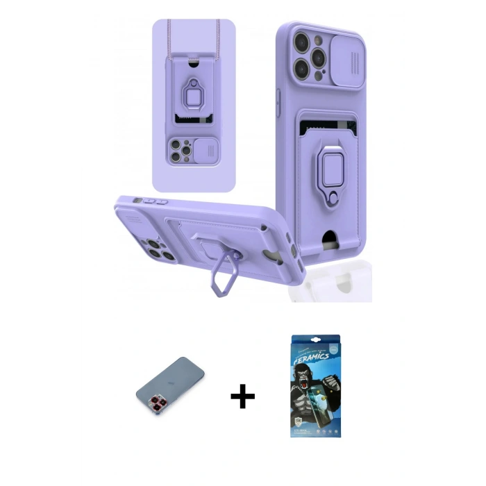 MARSİLYAN™- iPhone 12 Pro Max Kılıf Vadi Form Prime - Siyah 34D Izgaralı Cam + Metal Kamera Lens Koruma Cam - KI