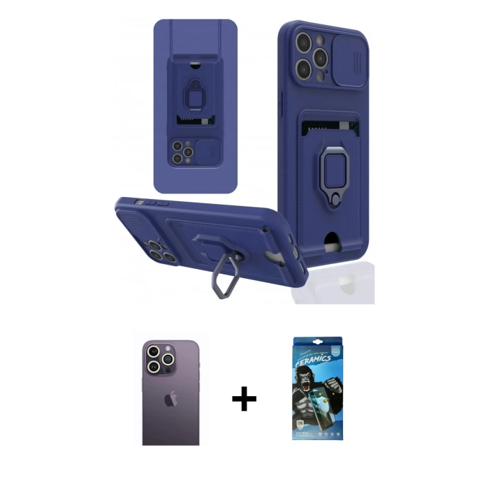MARSİLYAN™- iPhone 12 Pro Max Kılıf Vadi Form Prime - Siyah 34D Izgaralı Cam + Neon Fosforlu Kamera Lens - BZ