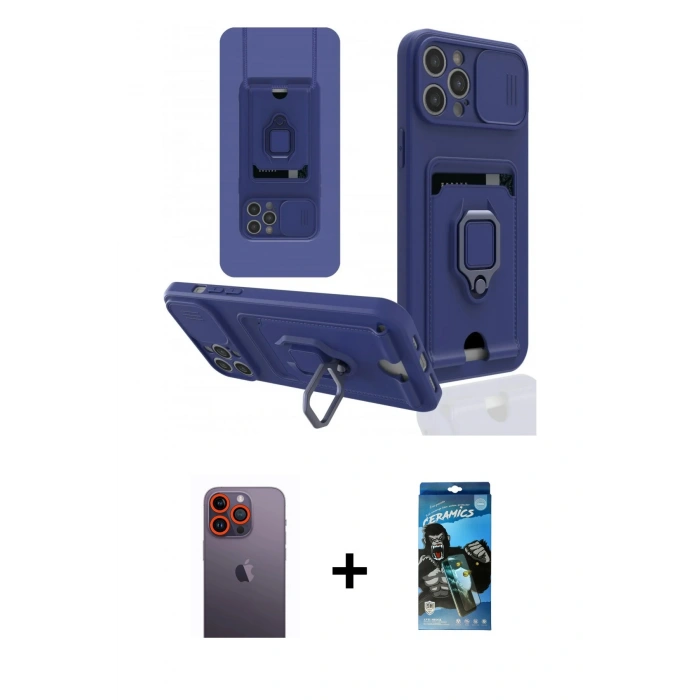 MARSİLYAN™- iPhone 12 Pro Max Kılıf Vadi Form Prime - Siyah 34D Izgaralı Cam + Neon Fosforlu Kamera Lens - TU