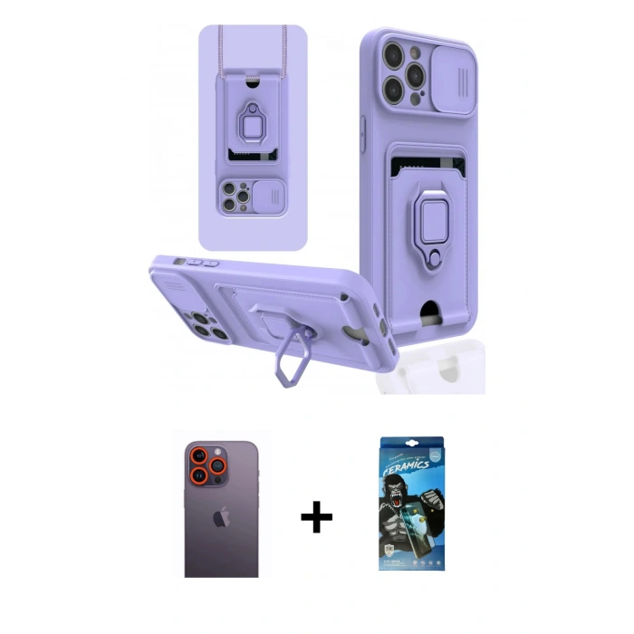 MARSİLYAN™- iPhone 12 Pro Max Kılıf Vadi Form Prime - Siyah 34D Izgaralı Cam + Neon Fosforlu Kamera Lens - TU