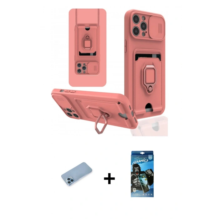 MARSİLYAN™- iPhone 12 Pro Max Kılıf Vadi Form Prime - Siyah 34D Izgaralı Cam + Shine Kamera Lens Koruma Cam - MI